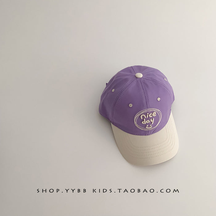 Wholesale Color blocked letter children's duck tongue hat, baby sun shading and sun protection versatile thin baseball cap