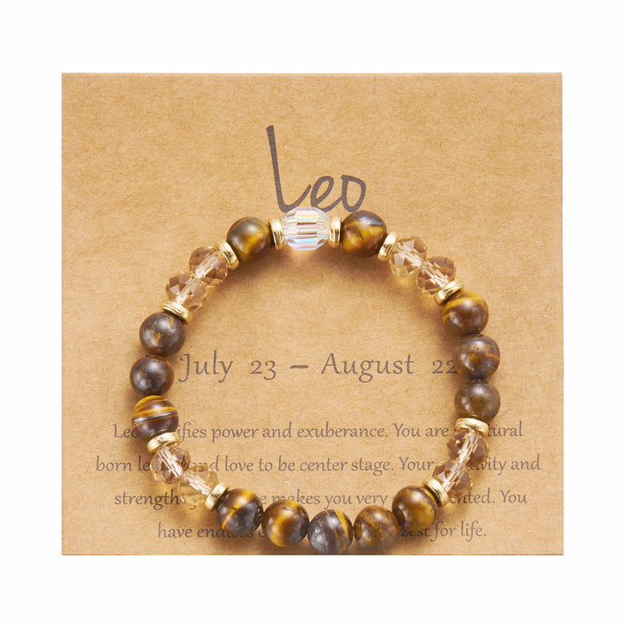 Wholesale twelve constellation bracelet imitation natural stone beaded bracelet color stone constellation paper card bracelet