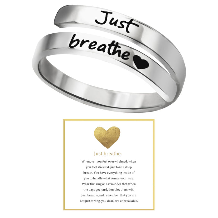 Wholesale Stainless steel motivational ring with an open mouth, women's letter ring with engraved letters and card