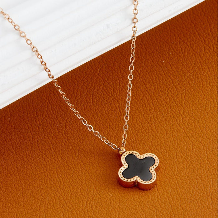Wholesale Black and Red Four-leaf Clover Necklace Women's