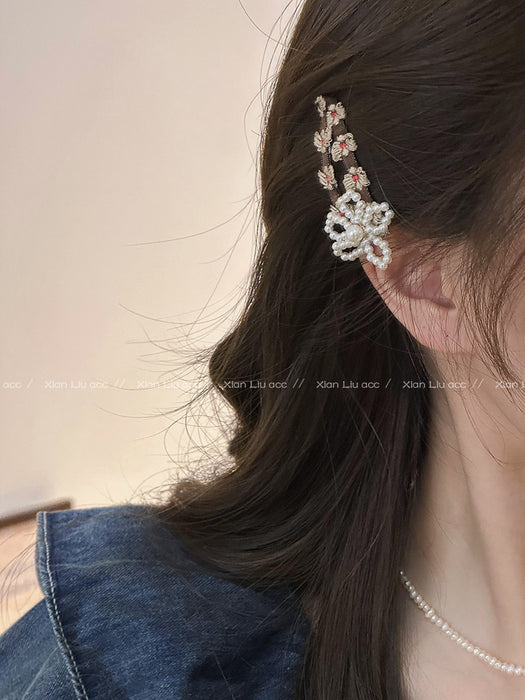 Wholesale Colorful beaded flower hair clip, new high-end headwear, forehead bangs, side clips with broken hair