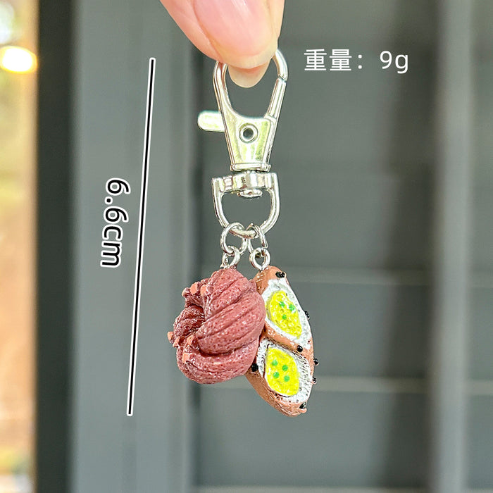 Wholesale French alkaline bread keychain small pendant girls bag student backpack pendant