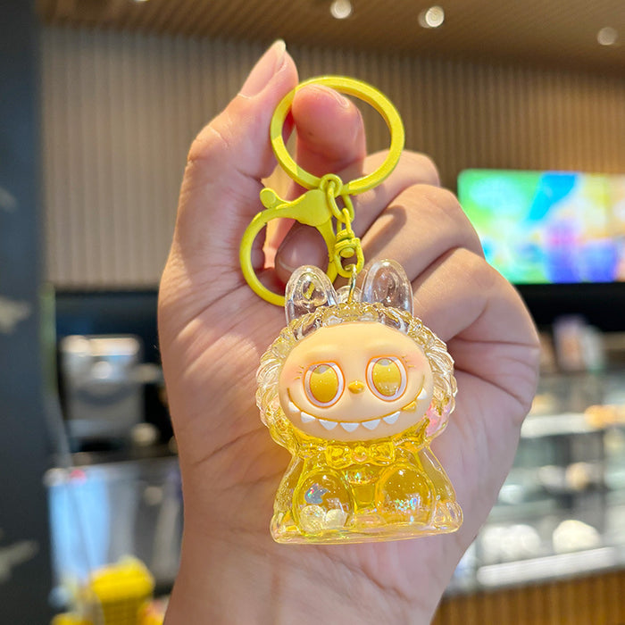 Wholesale Crystal oil-filled bottle keychain backpack charm