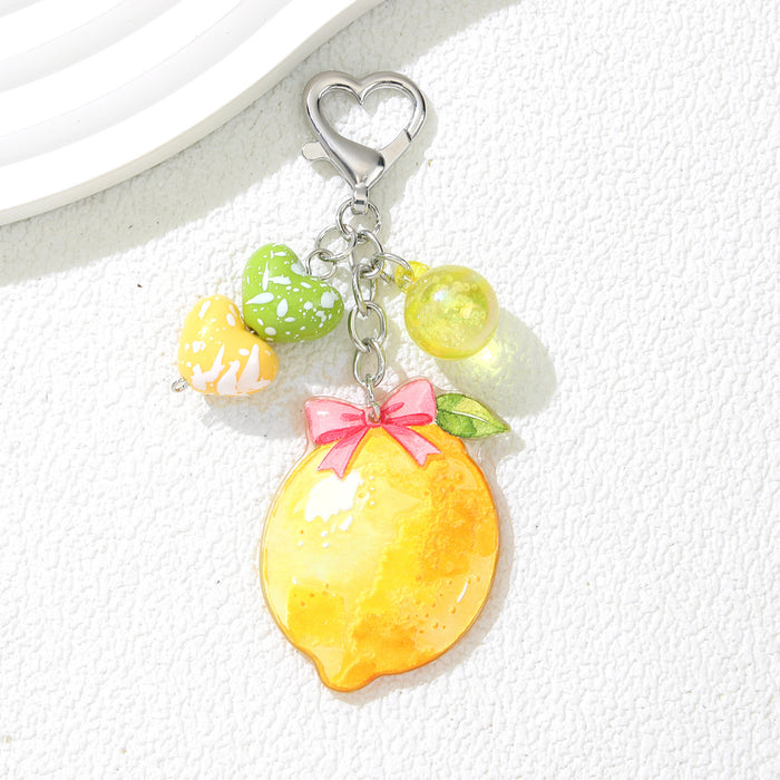 Wholesale Cute Fruit Keychain Alloy Bag Charm Trendy Car Accessory Gift for Girls MOQ≥2
