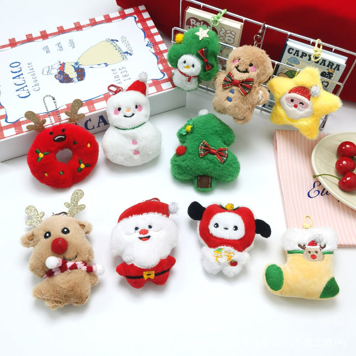 Wholesale Cartoon Christmas Doll Plush Pendant Brooch Accessories  Christmas Tree Old Man Snowman Doll Festival Decoration