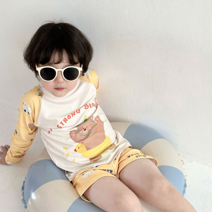 Wholesale New Boys' Split Swimsuit, Children's Long Sleeve Set, Quick Drying Swimsuit, Boys', Middle and Small Children's Baby Swimsuit