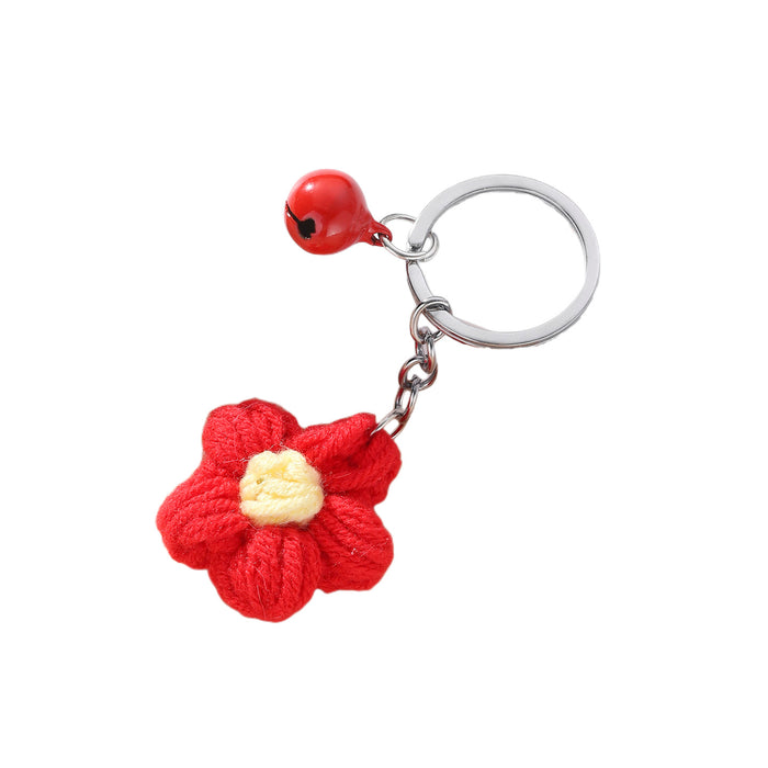 Wholesale Wool Small Red Flower Bell Keychain JDC-KC-RongR014