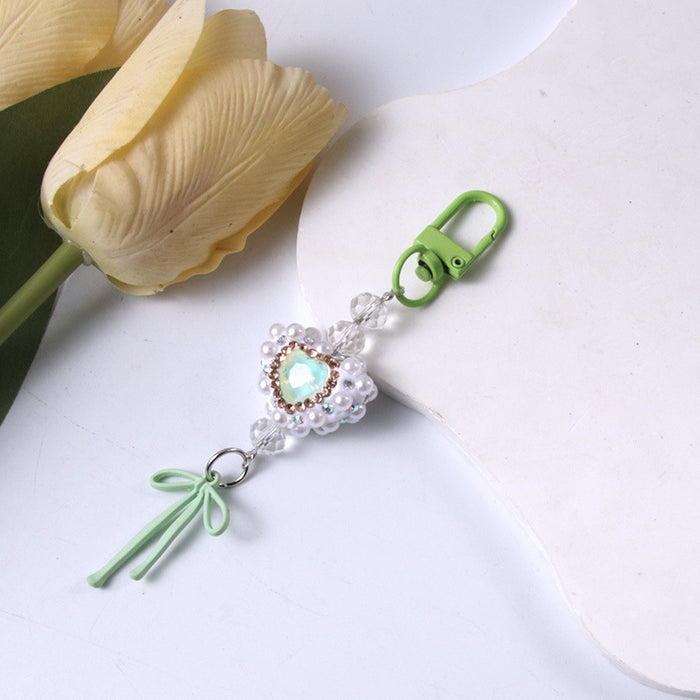 Wholesale Pearl Diamond Bow Mobile Phone Chain Keychain Bag Pendant Accessories