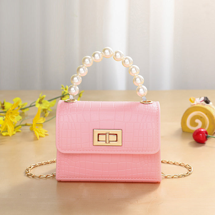 Wholesale Crocodile Pattern Jelly Bag PVC Children's Handbag Coin Purse Wholesale Pearl Crossbody Bag JDC-SD-XJ004