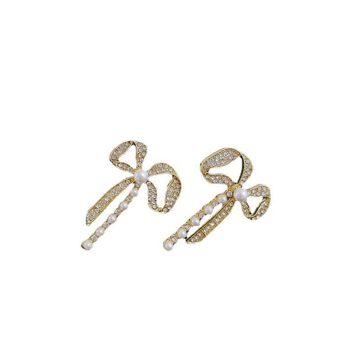 Wholesale Light luxury long bow earrings, new high-end earrings, simple and fashionable ear accessories
