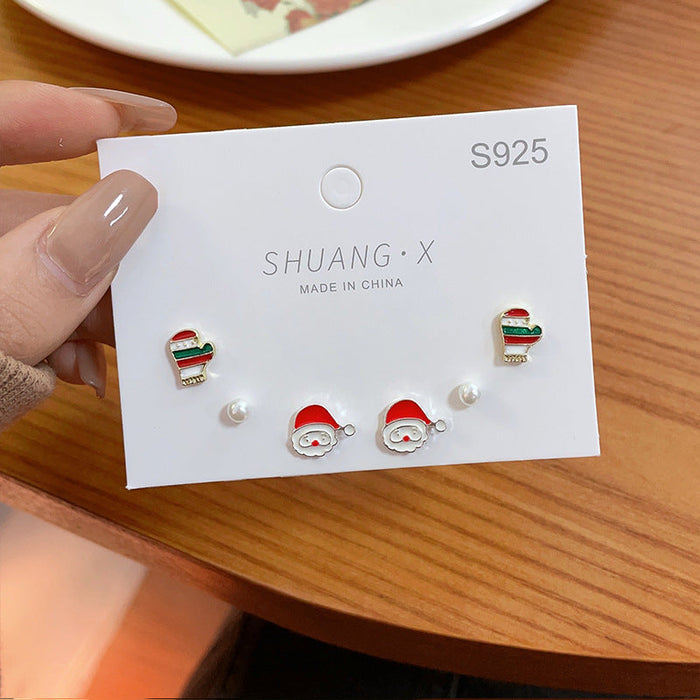 Wholesale Alloy Earrings Christmas Snowflake Elk Set JDC-ES-shuangx004