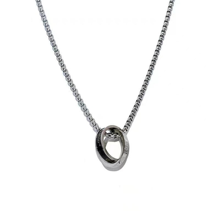 Wholesale Versatile necklace, simple ring pendant, titanium steel, personalized hip-hop hoodie chain accessory