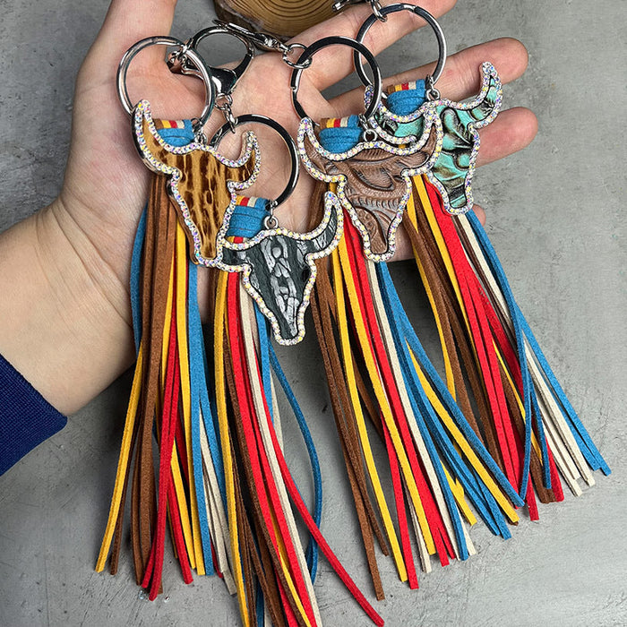 Wholesale 2pairs/pack Vintage Colorful Tassel Ethnic Keychain JDC-KC-HeYi017