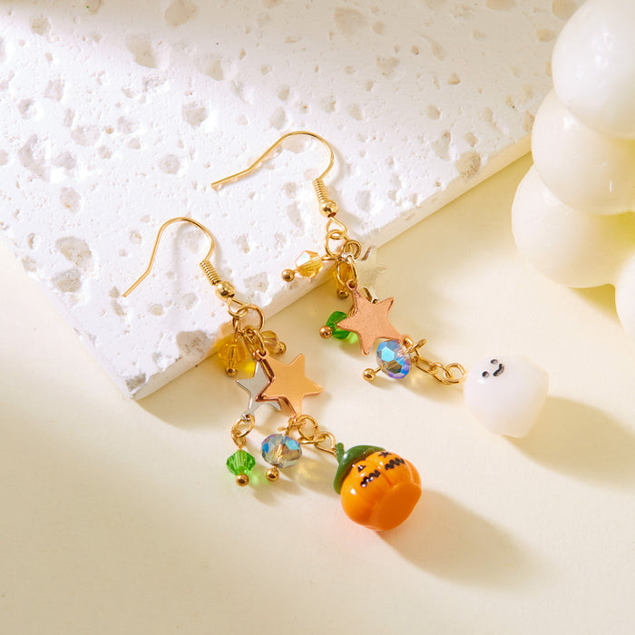 Wholesale  earrings for women creative personality five-pointed star asymmetric pumpkin ghost  party earrings