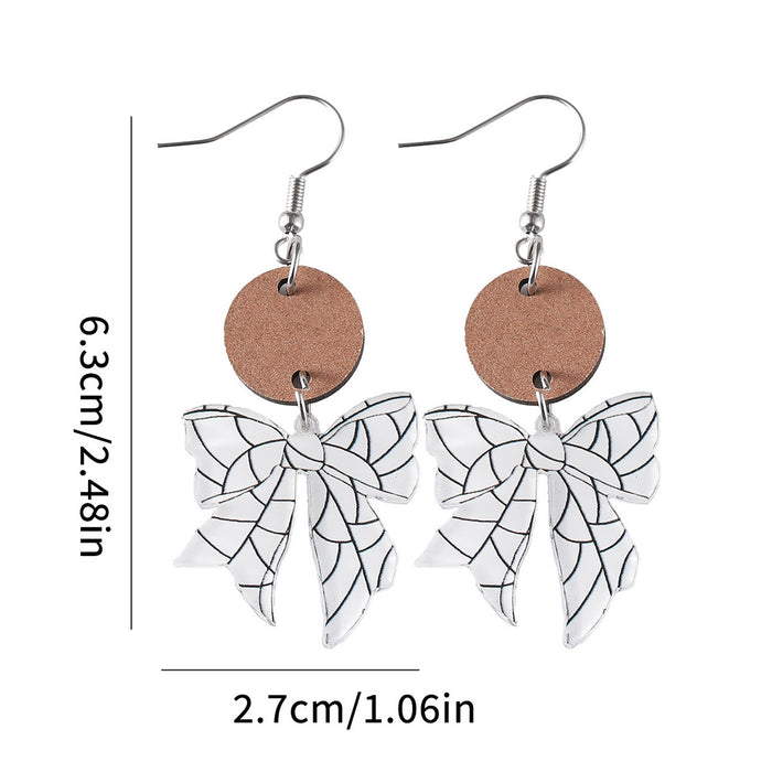 Wholesale New Ball Bow Disc Splicing Pendant Earrings, Acrylic Earrings for Watching Competitions, Gift
