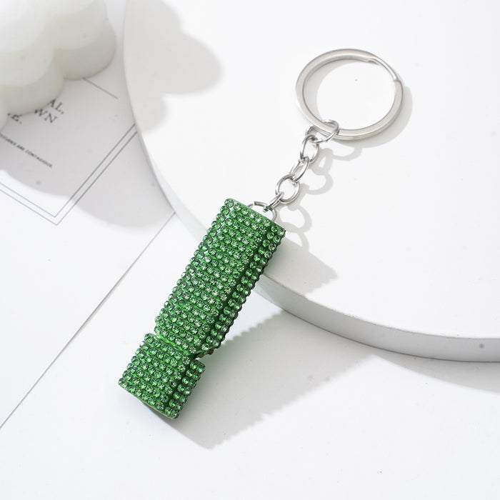 Wholesale Diamond Flat Aluminum Alloy Double-tube Whistle Keychain JDC-KC-ZY027