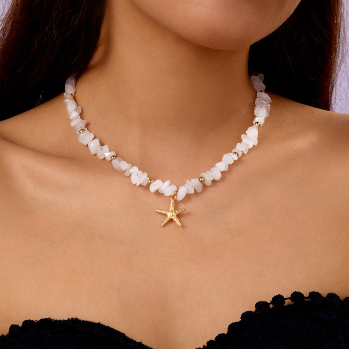 Wholesale Colorful Starfish Pendant Necklace Beach Vacation Style Casual Jewelry Accessory