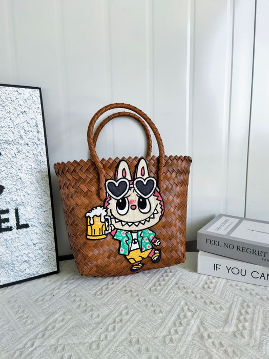 Wholesale  Handbag Summer  Cartoon Woven Bag Large Capacity Work Commuter Bag Hand-Woven Handbag