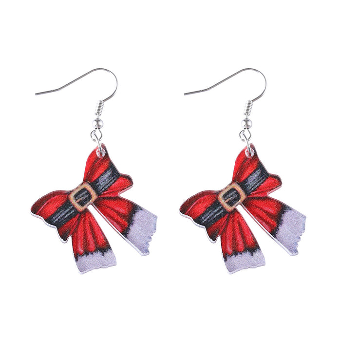 Wholesale Christmas  Belt Bow Pendant Earrings Acrylic Christmas Party Earrings