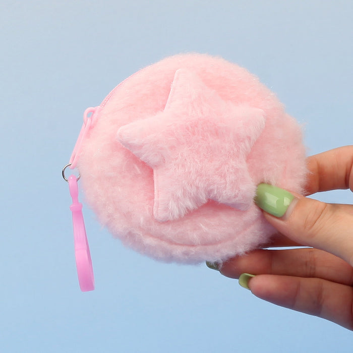 Wholesale Star Shaped Plush Pouch Boutique Coin Purse Earphone Bag Creative Pendant Gift