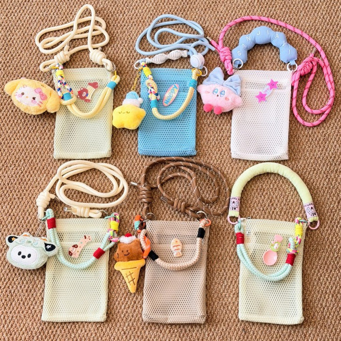 Wholesale Trendy Mesh Phone Bag Mint Green Crossbody Handbag MOQ≥2