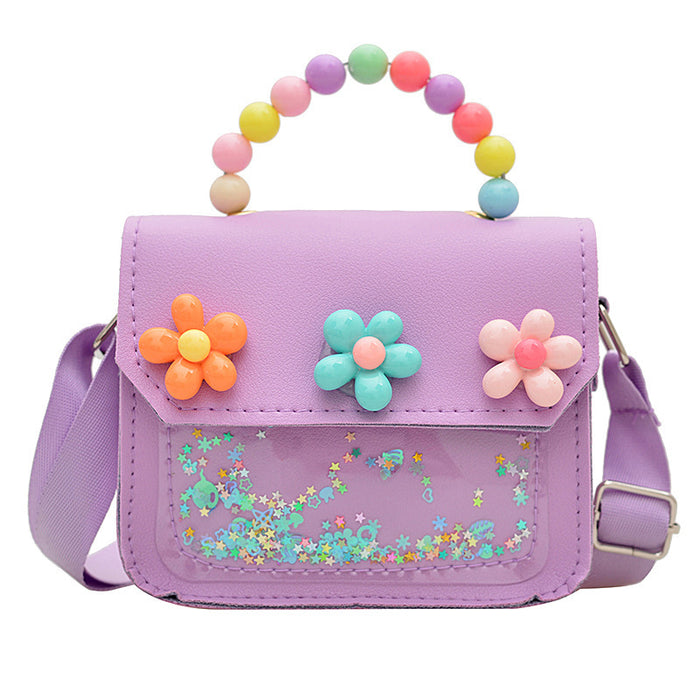 Wholesale Trendy Kids Handbag with Flower Pearl Design Cute Shoulder Bag