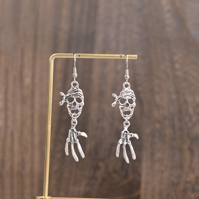 Wholesale Retro funny  palm skull pendant earrings personality fun all-match earrings