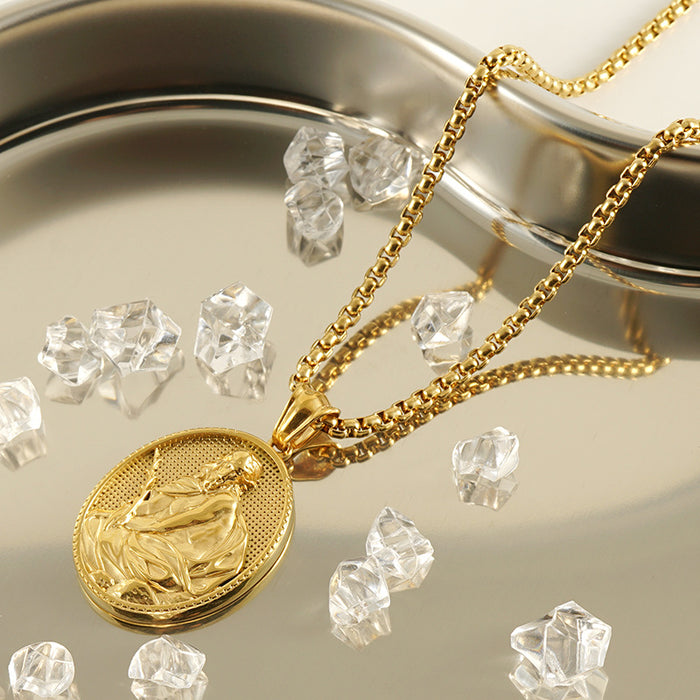 Wholesale Vintage Cross Virgin Mary Stainless Steel Necklace