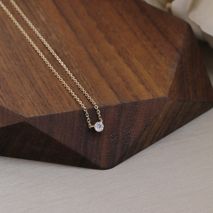 Wholesale round non-claw diamond necklace 925 silver gold plated 10/20/30 stacked clavicle chain