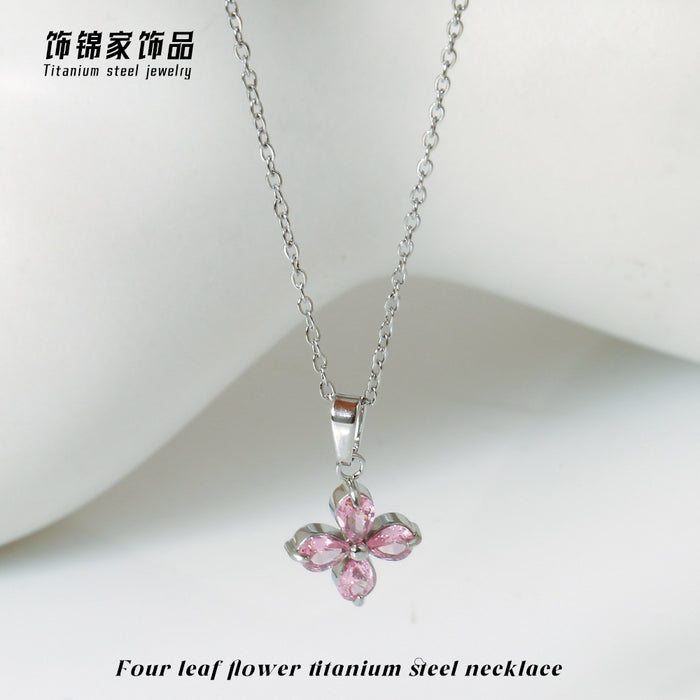 Wholesale Gold Butterfly Zircon Pendant Necklace Titanium Steel Fashion Jewelry MOQ≥2