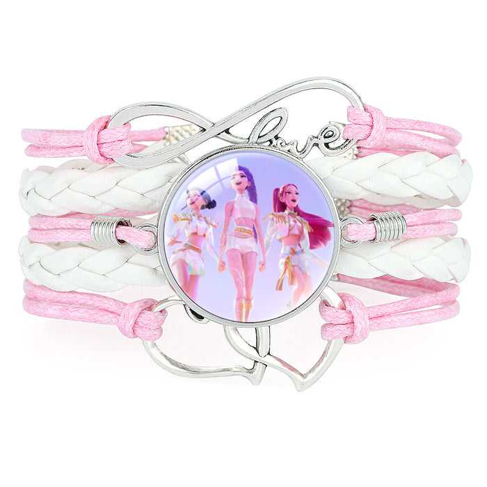 Wholesale KPOP Multi-layered Color-blocked Anime Character Crystal Bracelet