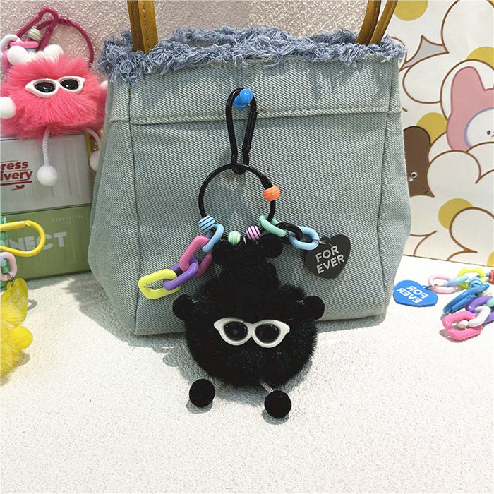 Wholesale Cartoon Plush Briquette Keychain Colorfulful Cute Doll Student School Bag Pendant Key Chain Pendant Small Gift