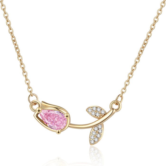 Wholesale Tulip and rose flower necklace niche design high-end bow accessories wholesale