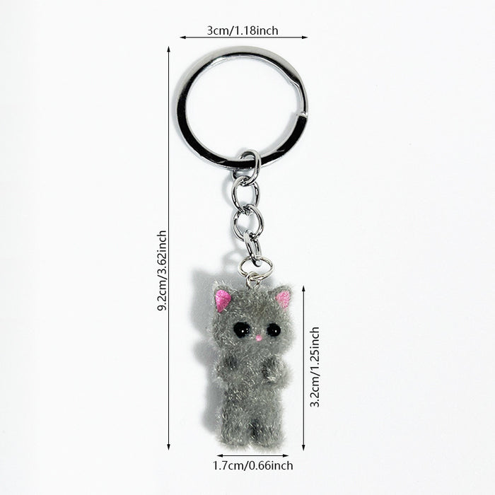 Wholesale Flocking cartoon cute beige cat pendant mobile phone key chain jewelry