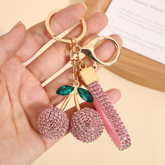 Wholesale Modern minimalist cherry keychain with diamonds