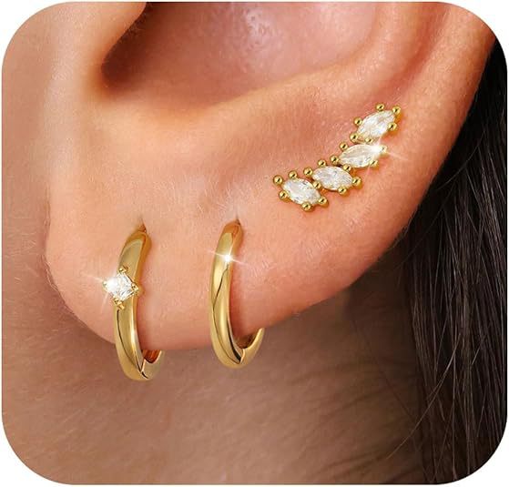 Wholesale New retro niche versatile octagonal star earrings copper plated with real gold temperament fashionable star earrings wholesale