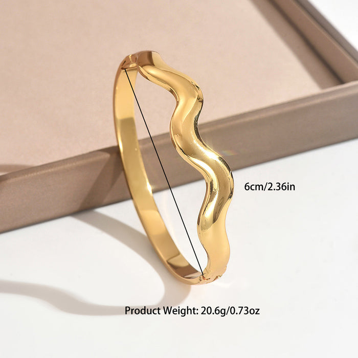 Wholesale Titanium Steel Gold Tone Open Bangle Bracelet Minimalist Stackable Design Trendy Fashion Accessory For Gift Everyday Wear