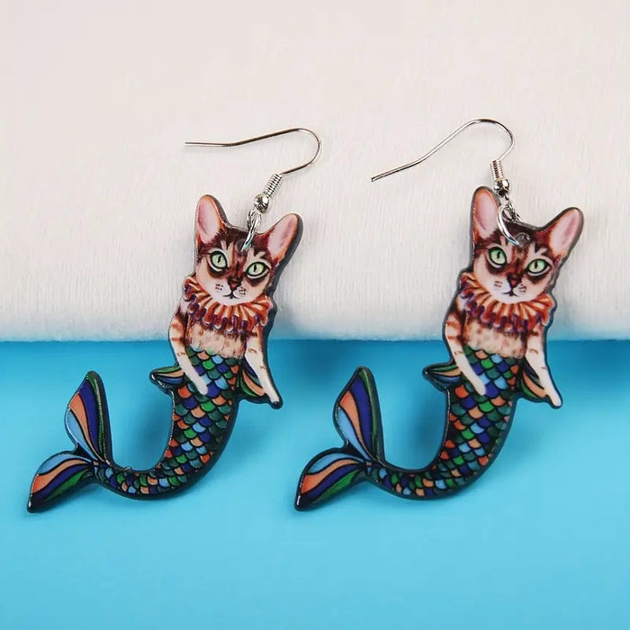 Wholesale Mermaid Cartoon Animal Ocean Series Acrylic Earrings JDC-ES-WenT021