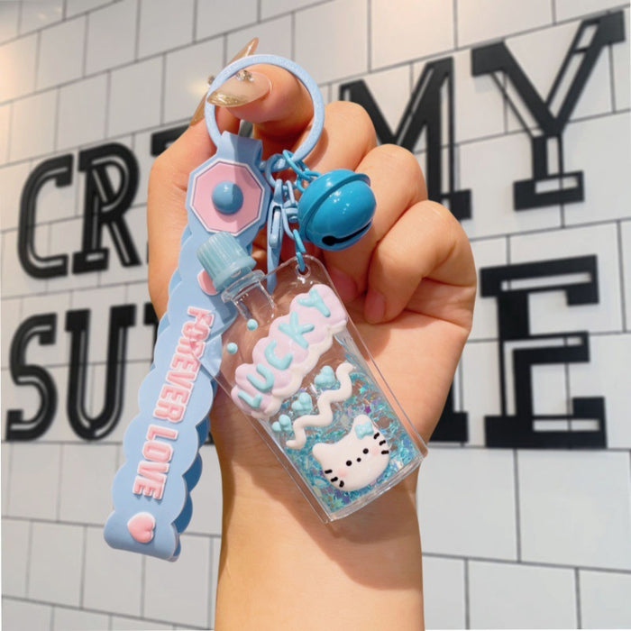 Wholesale Luminous bubble beads keychain cute liquid quicksand pendant school bag accessories small gift keychain