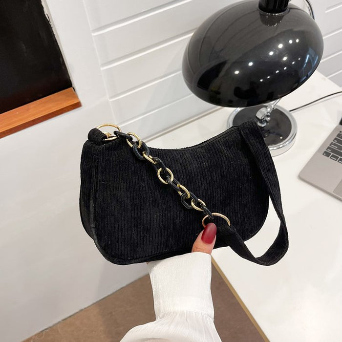 Wholesale Artistic Minimalist Corduroy Small Bag New Chain Underarm Bag Casual Versatile Shoulder Bag Women's Bag JDC-SD-YT005