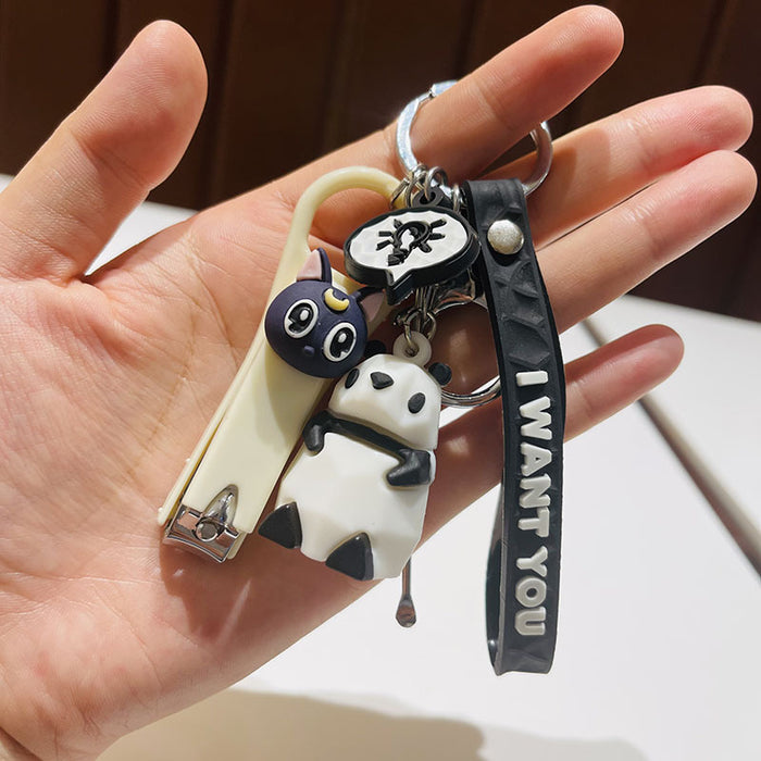 Wholesale  Silicone Doll Spaceman Keychain Pendant Bag  Nail Clipper Ear Digging Spoon Keychain