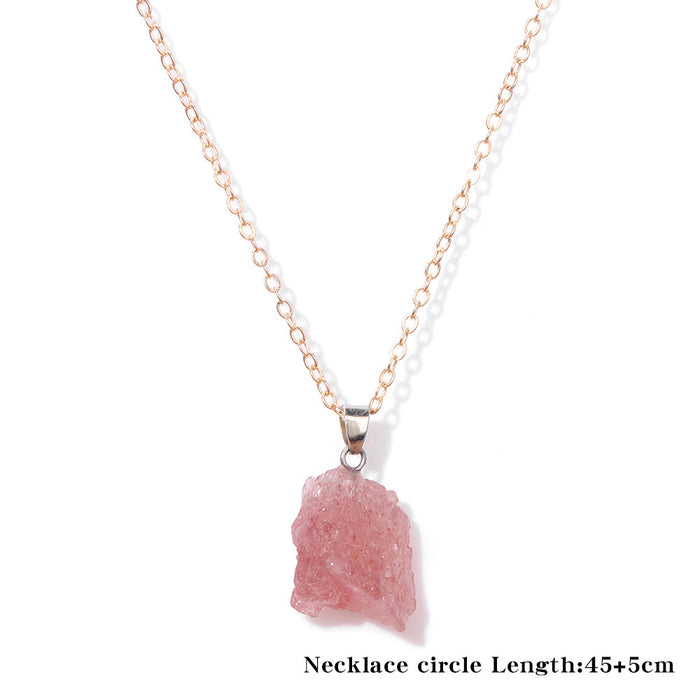 Wholesale Irregular natural stone raw crystal pendant necklace with two tone chain amethyst clavicle necklace