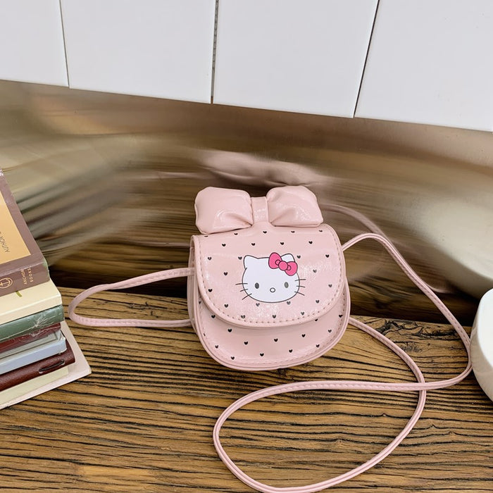 Wholesale Cute cartoon print girls'  shoulder bag with bow