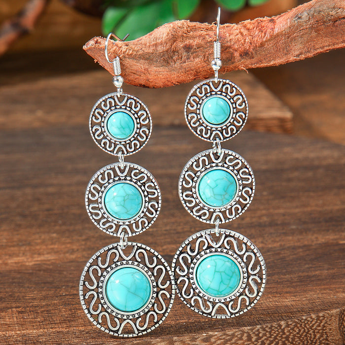 Wholesale Bohemian Vintage Drop Alloy Earrings Women' s Fashion Jewelry Accessory MOQ≥2