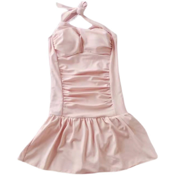 Wholesale Women's fashionable solid color one-piece dress swimsuit conservative vacation sexy swimsuit