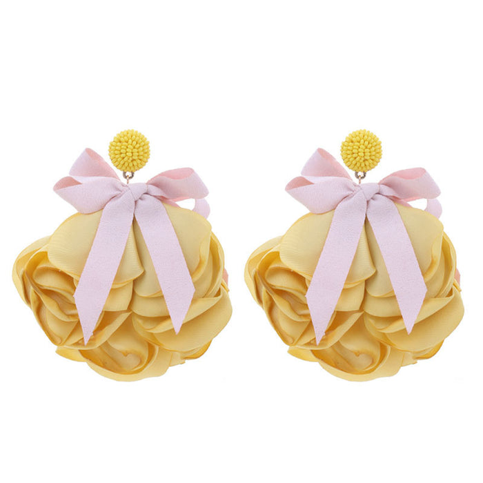 Wholesale Original Fabric Bow Flower Earrings JDC-ES-Gute059