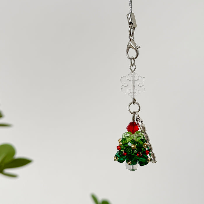 Wholesale Christmas tree mobile phone pendant crystal beaded bag hanging key chain
