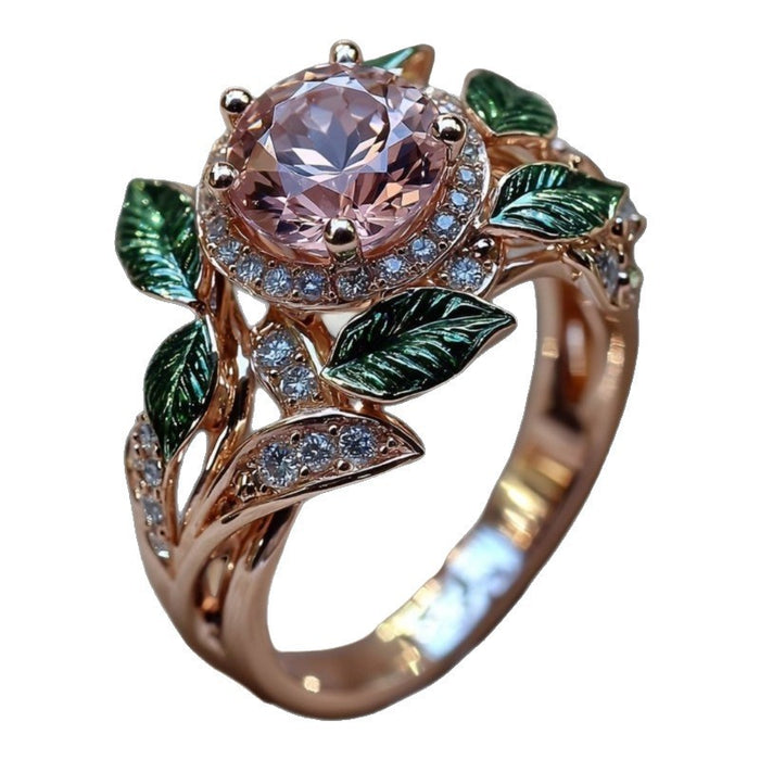 Wholesale Bright pink zircon droplet ring