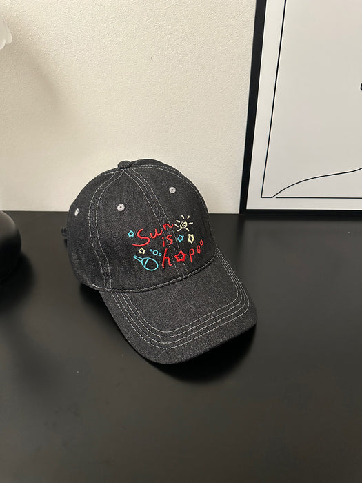 Wholesale Washed denim vintage embroidered  baseball cap