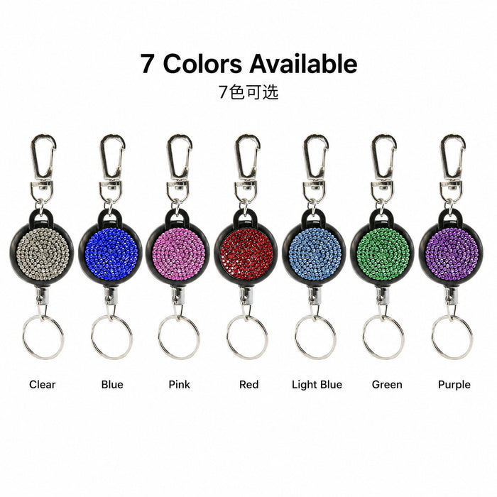 Wholesale Rhinestone Retractable Keychain Steel Wire Rope Women Bag Charm Anti Lost Fashion Accessory